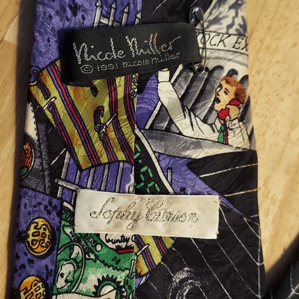 Nicole Miller Stock Exchange Vintage Silk Tie Multicolor